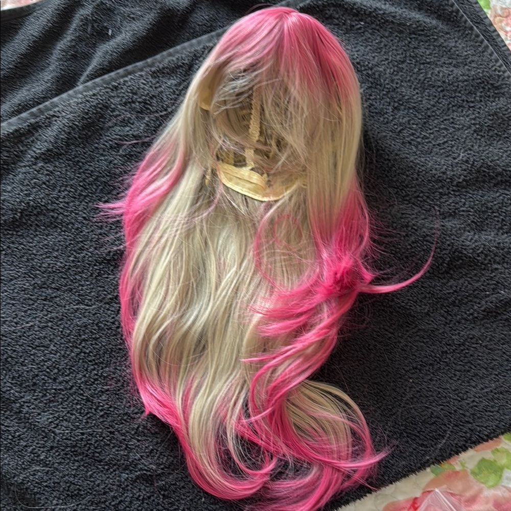 Vibrant Pink and Blonde Women's Wig